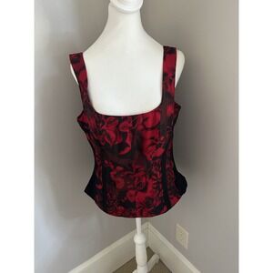 Vintage Cache Y2K  Womens‎ Red Floral Abstract Corset Top